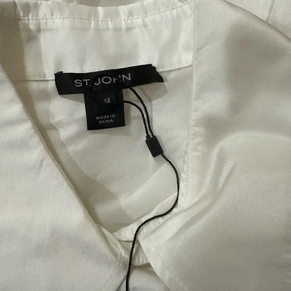 ST. JOHN designer tuxedo blouse size 12 gold buttons luxury spring 2011 - Picture 3 of 7